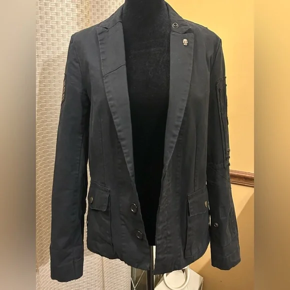 Zadig & Voltaire Virginia Grunge Military Skull Utility Jacket - Picture 2 of 11